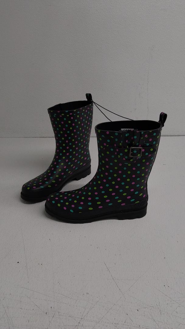 GOGO Classic Black Rainbow Polka Dot Rain/Snow Boots Women Size 11