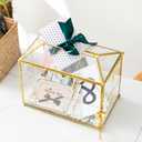 Glass Wedding Card Box with Slot, 10.2'' Large Clear Card Box Gold Brass Gift Card Storage Box with Lock Perfect for Wedding Receptions, Baby Shower, Birthday Party, Bridal Shower