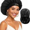YANIBEST Breathable Silk Bonnet for Sleeping, Breeze Satin Bonnet Sleep Cap to Reduce Frizz, Lightweight Hair Wrap Curly Hair (Black)