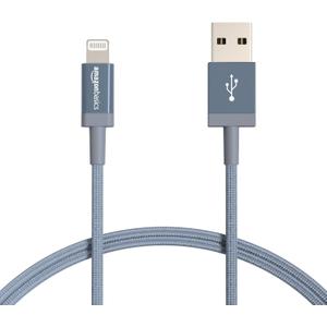 Amazon Basics 2-Pack USB-A to Lightning Charger Cable, Nylon Braided Cord, MFi Certified Charger for Apple iPhone 14 13 12 11 X Xs Pro, Pro Max, Plus, iPad, 3 Foot, Dark Gray
