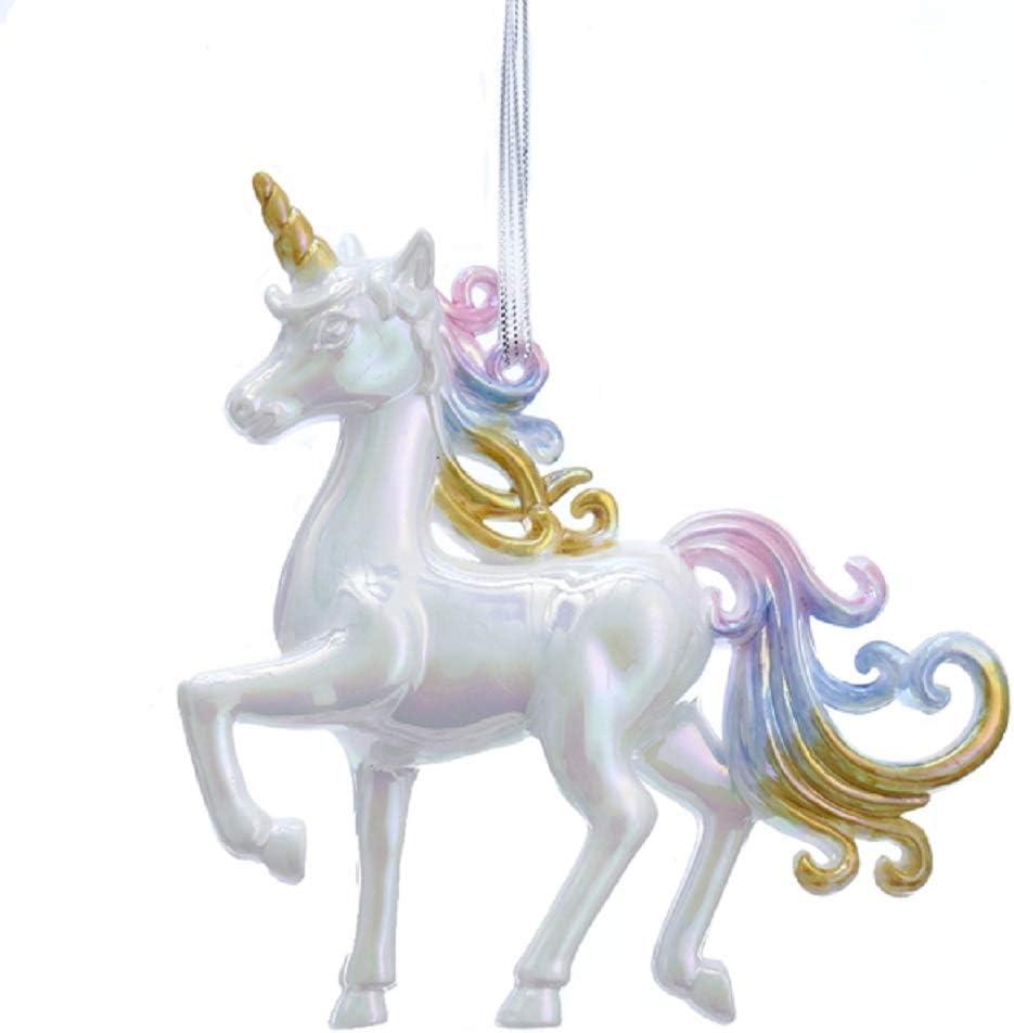 White Iridescent Unicorn with Gold Horn Christmas Tree Ornament New