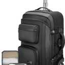 Carry on backpack with wheels, Rolling backpack with Dry-Wet Pocket, TSA Lock, Laptop Compartment, Water-Resistant for Men Women, Work, Air Travel3-Piece Set-Includes Toiletry & Storage Bag (Black-two)