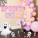 JeVenis Groovy Halloween 1st Birthday Party Decorations Spooky One Balloons Banner Ghost Balloons for Daisy Boho Halloween Spooky One Birthday Supplies (Orange1)