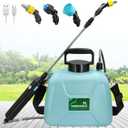 1.35 Gallon/5L Battery Powered Electric Sprayer with USB Rechargeable Handle, Portable Garden Sprayer with 23.6" Telescopic Wand, 3 Mist Nozzles and Adjustable Shoulder Strap (Blue)