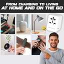 2 x All-in-One International Plug Adapter Universal Travel Adapter with Surge Protector and PD 35W Dual USB 3 Type C Ports Outlet Extender for USA AU EU UK (White)