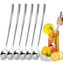 Ninsula 9.5-Inch Long Spoon, Ice Tea Spoons for Ice Cream, Coffee, Cocktail, Stainless Steel Long Spoons for Stirring, Long Handle Spoon, Set of 6