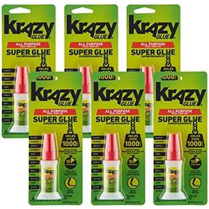 Krazy Glue All Purpose Brush-On Superglue, 5 g, 6 Count, Quick Dry, No-Clog Adhesive for Ceramic, Plastic, Wood, Glass, Porcelain, Metal, Leather & More, Clear, Holds Over 1000 Lbs*