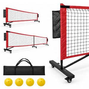 Portable Pickleball Net with Wheels, 22 FT & 11 FT Pickle ball Net 2-in-1