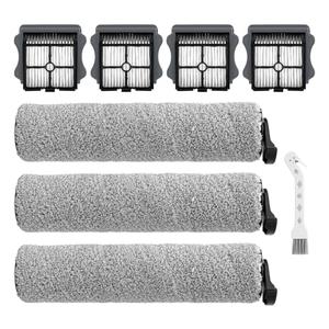 E.LUO Roller Brush and Filter Replacement Compatible with Tineco Floor One S3/iFloor 3 Cordless Vacuum Cleaner Replacement Parts Include 3 Brush Rollers, 4 Filters1 Clean
