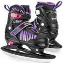 Sitanflex Ice Skates, Adjustable Ice Skates for Kids, Girls and Boys Ages 4-12, Toddler Ice Hockey Skates for Outdoor and Rink, Soft Padding and Reinforced Ankle Support, Purple Size 31-34