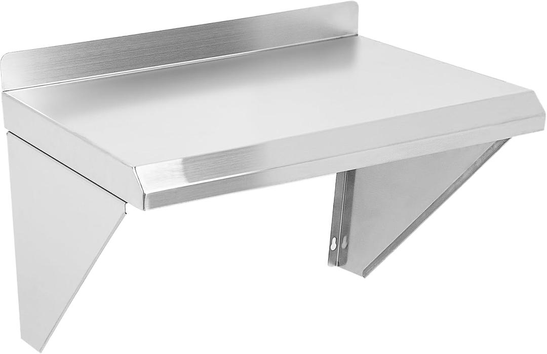 3 x Stainless Steel Shelf 12" x 16", Wall Mounted Commercial Stainless Steel Shelving, Stable Stainless Wall Shelf for Kitchen, Bar, Restaurant and Garage