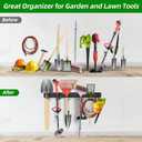 PIYILO Garage Tool Organizer Wall Mount with 48 inches Rails and 6 Double-layer Hooks, Garden Tool Rack Heavy Duty, Garage Hanging Storage Rack For Yard Tools, Shovel, Shed