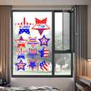 4th of July Patriotic Window Clings Watercolor Vintage Double-Sided Window Decals with USA Stars and Fireworks Design for Independence Day Memorial Day Party Decorations