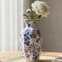 LemonRoad 9.5 Inch Vintage Ceramic Vase Chinoiserie Blue and White Flower Vase Porcelain Decorative Antique for Living Room Kitchen Bedroom Decor Table Centerpiece