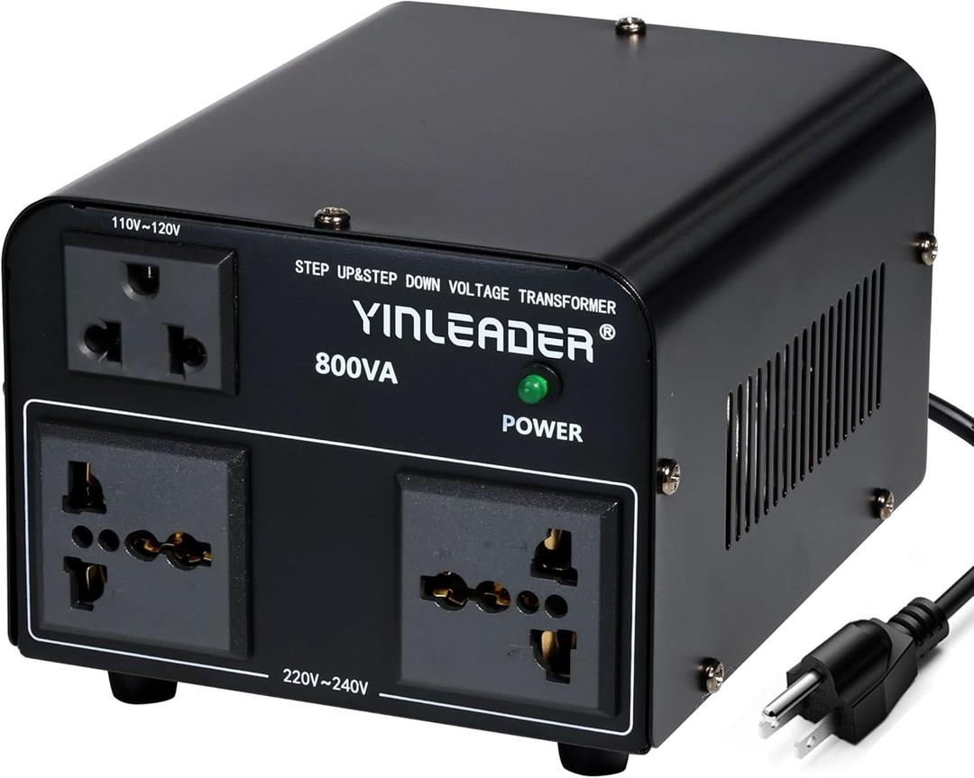 Yinleader 800W Voltage Converter Step Up 110V-120V to 220V-240V & Step Down 220V-240V to 110V-120V Power Transformer w/US Power Cord,Circuit Breaker Protection (VTUS-800) (800W)