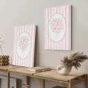 Pink Floral Canvas Prints Pink Striped Flower Wall Art 3 Piece 16x24in
