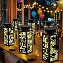6 Pcs Graduation Table Centerpieces Boxes Class of 2025 Graduation Paper Lanterns Boxes with LED Hollow Out Black for Congrats Grad School College Table Decorations Grad Party Photo Props