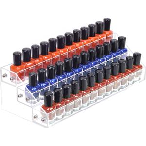 3 Packs Clear Nail Polish Organizer Holder Shelf Rack, Acrylic Display Stand For Sunglasses Paint Essential Oils, Makeup Holder, Nail Polishes Storage to 36 Bottles (Fit 1-2oz Bottles)
