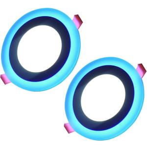 2 Pack Led Recessed Lighting, Panel Light Round Double Color (Cool White+Blue) (6+3W) 5.9 in Diameter Led Downlight (6+3W Round)