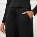 Two Piece Sets for Women Long Sleeve Wide Leg Tracksuits 2 Piece Lounge Sets Winter Casual Sweatsuits Matching Sets (Black, S)