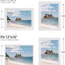 12x16 Picture Frame with Mat for 11x14, Wavy Edge Wooden Real Glass Photo Frame for Wall Hanging, White, 1 Pack