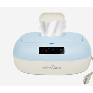 Avec Maman La Caresse Baby Wipe Warmer - Baby Essentials for Boys - Wet Wipe Dispenser - Adjustable Heat Settings Digital Display - Blue