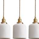 Ceramic Pendant Light Fixture Set of 3, Dome Hanging Light, Adjustable Pendant Lighting for Kitchen Island Bedroom