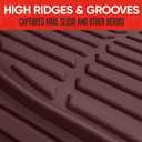 Motor Trend FlexTough Contour Liners Deep Dish 3pc Rubber Floor Mats & Trimmable Trunk Liner Cargo Mat - Heavy Duty All Weather Protection Car Mats with Traction Grips Car Accessories (Burgundy)