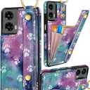 Petitian for Moto G 5G 2024 Case with Wallet - Women Girls Cute Girly Aesthetic Unique Design Leather Credit Card Holder Cardholder Stand Wristband for Motorola G 5G 2024, Cat Paw