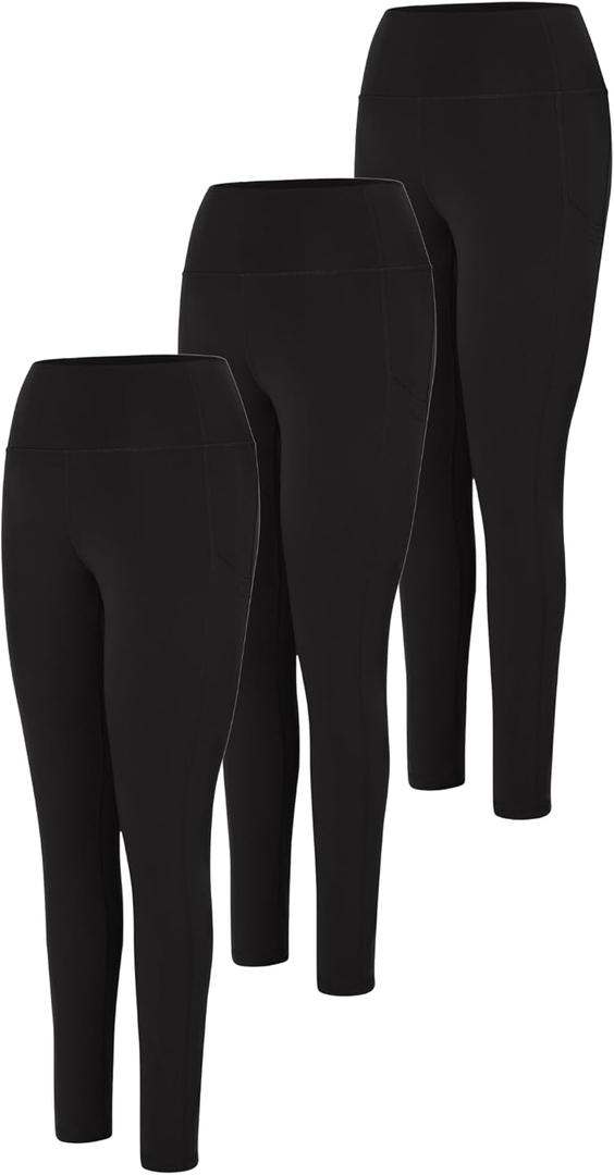 Hanes Women's Leggings, 3-Pack, Cool Dri Womens Leggings with Pockets, Comfortable Leggings, Moisture Wicking Small
