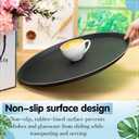 Lallisa 8 Pcs 16'' Large Restaurant Serving Trays with Rubber Lined Plastic Non Slip Tray Non Skid Round Serving Platter Server Tray for Bar Drink, Cafeteria Food, Coffee, Table, Hotel, Party, Black