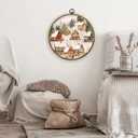 XPH Vintage Christmas Winter Village Round Wall Art Framed, Rustic Winter Snowy Circle Wall Decor, Cozy Christmas Landscape Hanging Canvas Prints for Home Bedroom Living Room Decoration, 10x10 Inch