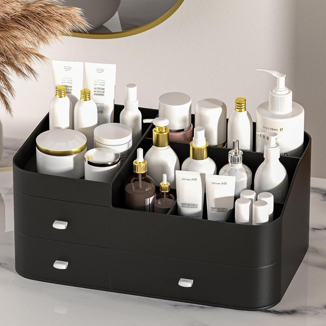 MIUOPUR Perfume Organizer for Men, Perfume Stand, Shelves for Perfumes, Organizador de Perfumes, Dresser Organizer Countertop, Mens Bedroom Essentials, Gifts for Men (Large, Black)
