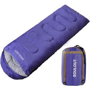 3-4 Season Sleeping Bag for Adults & Kids, Lightweight Warm Cold Weather Camping Bag with Waterproof Compression Sack  Portable for Hiking, Backpacking, Traveling & Outdoor Adventures (Purple)
