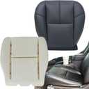 Leather Black Driver Side Bottom Seat Cover and Foam Cushion Compatible with Chevy Silverado Suburban Avalanche GMC Sierra Tahoe Yukon 2007 2008 2009 2010 2011 2012 2013 2014