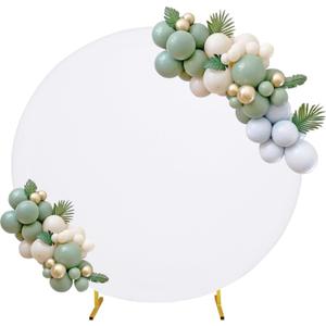 6FT Round Spandex Fitted Wedding Arch Cover for Circle Arch Stand, Thick Spandex Fabric Adjustable Round Arch Backdrop Cover for Wedding Birthday Party Baby Bridal Shower DecorWhite