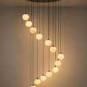Black Alabaster High Ceiling Chandelier - 14-Light Natural Luxury Warm Glow
Modern Spanish Stone Pendant with Included G9 Bulbs 3 Color Settings for Dining Living Room Foyer Entryway Staircase