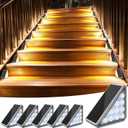 6 Pack Solar Stair Lights Outdoor Stair Lights with Waterproof IP67 LED Solar Light for Outside Light Decor for Deck, Front Step, Front Porch, Patio, Garden and Backyard (Gray)