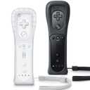 TIANHOO Remote Controller for Wii & Wii U, with Silicone Case and Wrist Strap, 2 pack (White & Black)