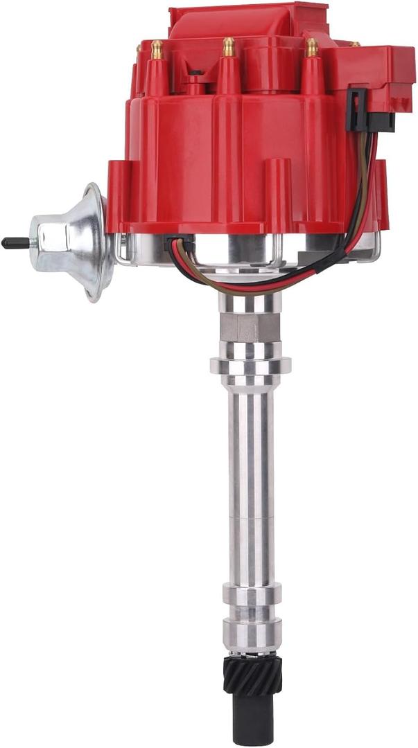 High Performance GM SBC BBC Distributor with 65K Coil, Compatible with Chevrolet 350 283 305 307 327 400 Small Block & 396 427 454 Big Block Engines, Red Cap, 7500RPM