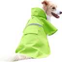 NACOCO Large Dog Raincoat Adjustable - Pet Water Proof Clothes Lightweight Rain Jacket Poncho Hoodies with Strip Reflective (M, Green)