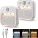 Led Night Light with Motion Detector 2 Pack, Cabinet Light Dimmable with Timer Function, Staircase Lighting 3 Color Temperature 3000/4500/6000K, Hallway Light Rechargeable 600mAh for Children's Room (White_CCT_2)
