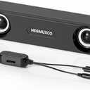 Compact PC Speakers for Desktop - 10W Wired Stereo Speaker with Volume Control Knob, USB Powered, 3.5mm Audio Input, Laptop Expertly Tuned Computer Soundbar with Deep Bass for Office, Home, and Gaming