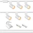 6 Lights LED Track Lighting Kit with 6.6FT H Track Lighting Rails & Floating Canopy Connector, GU10 Track Light Kit Modern Kitchen Track Lighting Fixtures Ceiling Spot Light, White - No Bulbs
