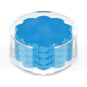 GRAHAM DESIGN Scalloped Acrylic Drink Coaster Set 4Pack with Holder  Blue Minimalist Beverage Coasters, NonSlip Table Protector, Modern Housewarming Gift