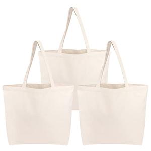Blank Canvas Tote Bags, 3 Pack 19X 13 Reusable Canvas Shoulder Bags for Women, Aesthetic with Natural Cotton Cloth, Tote for DIY, Gift, Grocery, Beach, Travel