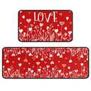 boilopp home Valentine Kitchen Rugs Set of 2 Kitchen Floor Mats Non-Slip Backing Valentines Day Kitchen Mat Washable Seasonal Holiday Wedding Doormat Runner Rug (Valentine Day, 17"x47.2"+17"x30")