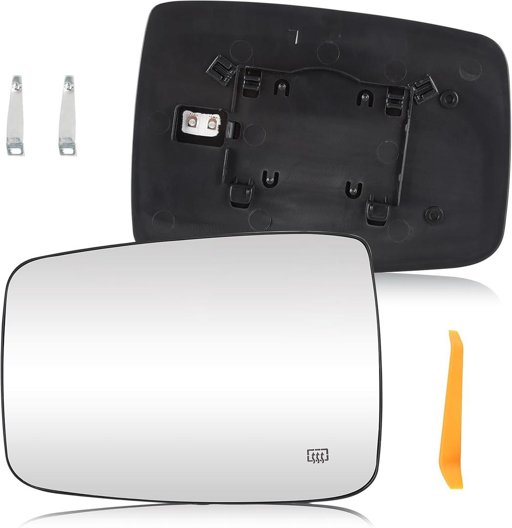 Driver Left Side View Heated Mirror Glass with Backing Plate Compatible with Dodge Ram 1500 2009-2017, Ram 2500 2010-2018, Replace for 68079363AA 68050299AA