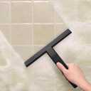 Dancemoon JustHang Shower Squeegee for Glass Doors, All-in-One Award-Winning Silicone Squeegee with Built-in Hook for Bathroom, Window, Mirror, Tile Wall, Car, Streak-Free Cleaner Tool, 10-Inch Black