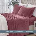 Elegant Comfort Luxuriously Soft 4-Piece Velvet Plush Flannel Sheet Set - Premium Quality - Cozy Warm, Anti-Static, Non Pilling Fuzzy Velvet Flannel Fleece Deep Pocket Sheet Set - Twin XL, Rose